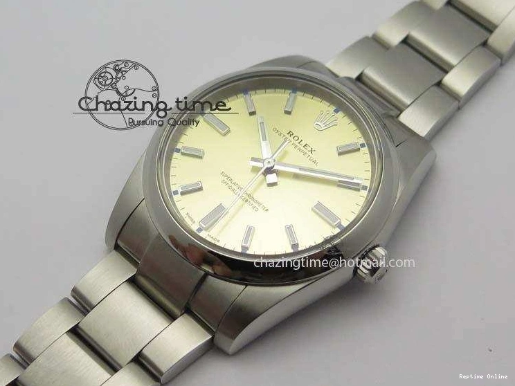 0120 Oyster Perpetual 34mm Ladies 114300 1:1 Best Edition Champagne Dial On SS Bracelet A FlexibleFit 3804